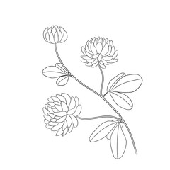 graphic clover drawn with one line for coloring