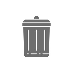 Trash can, bin grey icon. Isolated on white background