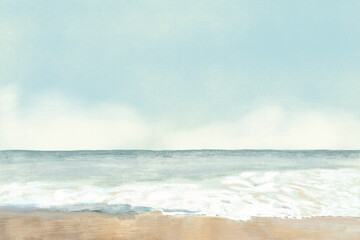 Beach background vector color pencil illustration 