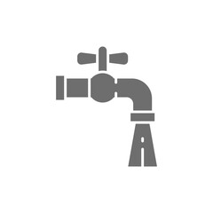 Water tap grey icon. Isolated on white background