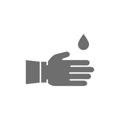 Rubber gloves, cleaning grey icon. Isolated on white background