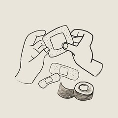Plaster for wound vector element healthcare doodle
