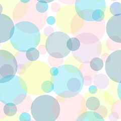 Multi-colored confetti seamless pattern. Vector polka dots in pastel colors.