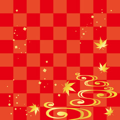 紅葉と流水紋の和風背景