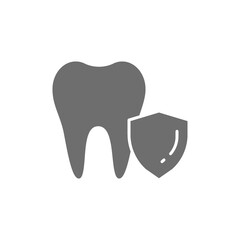 Vector tooth protection, dental save grey icon.