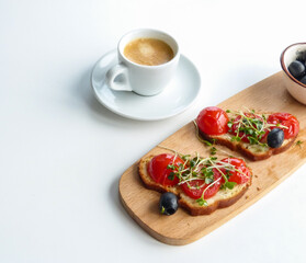 breakfast with coffee and croissant