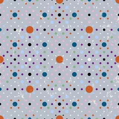Gordijnen seamles polka dots pattern, background with paint strokes and splashes, retro style © Kirsten Hinte