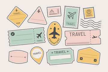 Travel stickers and badge set vector