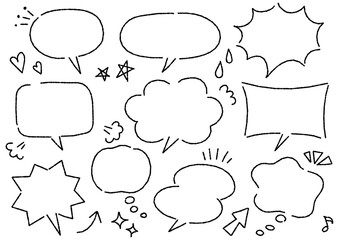 Fototapeta premium カワイイ手書き吹き出しセット（デコボコの線）