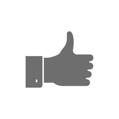 Positive feedback, thumbs up, like grey icon.