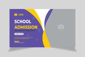 Obraz premium Editable video thumbnail and web banner design. school education admission customizable video thumbnail cover photo fully editable for social media. Customizable web banner template and thumbnail