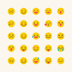 Fototapeta premium Round yellow emoticon set isolated on beige background vector
