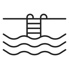 Swimming pool icon vector isolated. Concept of tourism and hotel services. Simple line pictogram of pool.