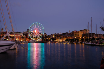 the porto antico (old harbor) and the wheel of Genova