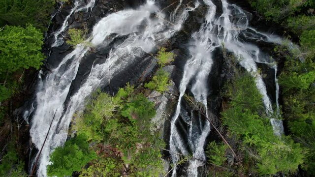 Amazing Birds Eye View Over Waterfall Edge in Pacific Northwest