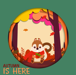 autumn papercut template. Colorful autumn illustrations. Background collection. Concept for event invitation.