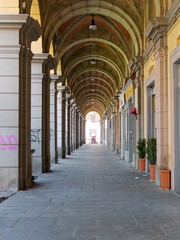 detail of beautiful portico in la spezia italy