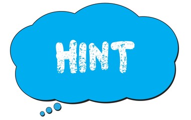 HINT text written on a blue thought bubble.
