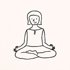 Doodle woman meditating vector