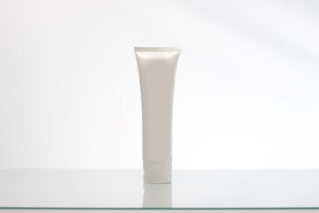 White cream tube mockup on plain white background. cosmetic health and personal care