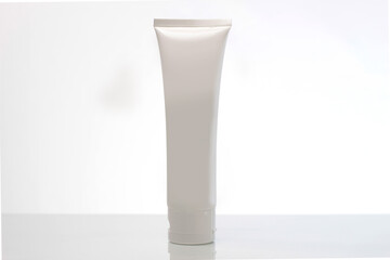White cream tube mockup on plain white background. cosmetic health and personal care