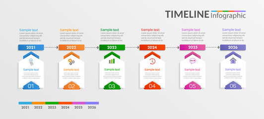 Timeline infographic template. Can be used for workflow layout, diagram, annual report, web design, steps or processes 