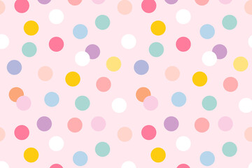 Background seamless pattern vector with cute pastel polka dots