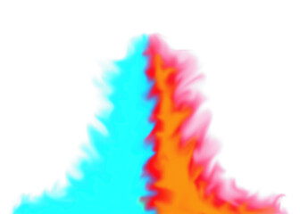 The clash of red and blue flames