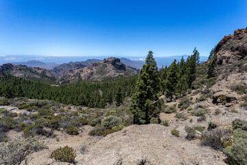Mountains of Gran Canaria view from the rocks of Roque Nublo