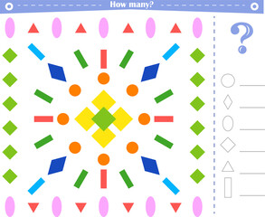  A game for children. Count all the indicated shapes in this pattern.