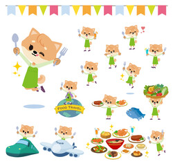 食のイベントに関するイヌの女の子のセット