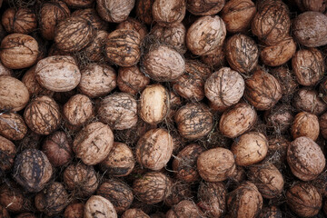 Walnuts for the backdrop. Nuts organic background concept.