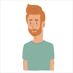 Male character looking tired or stressed out. Flat vector illustration