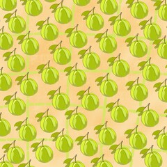 seamless pattern with guava on brown background 