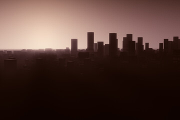 buildings silhouettes at twilight, city landscape