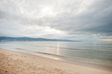 Sunny Beach on Black Sea in Bulgaria. Summer vacation travel holiday.
