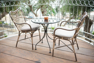 table and chairs in garden