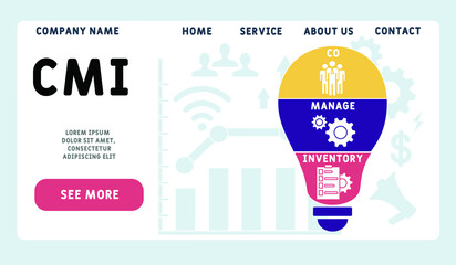 Vector website design template . CMI - Co Managed Inventory  acronym. business concept. illustration for website banner, marketing materials, business presentation, online advertising.