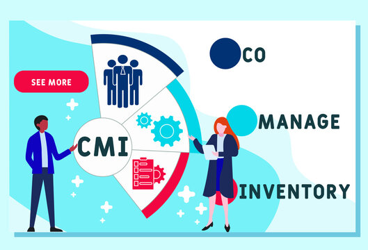 Vector website design template . CMI - Co Managed Inventory  acronym. business concept. illustration for website banner, marketing materials, business presentation, online advertising.