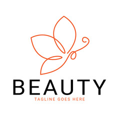 Butterfly beauty cosmetic and lotus line art logo template vector illustration icon element