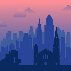 Obraz premium Cleveland, USA famous city scape view background.