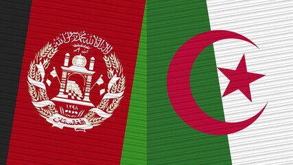 Algeria and Afghanistan Two Half Flags Together Fabric Texture Illustration