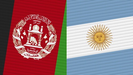 Argentina and Afghanistan Two Half Flags Together Fabric Texture Illustration