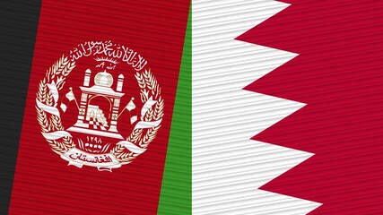 Bahrain and Afghanistan Two Half Flags Together Fabric Texture Illustration