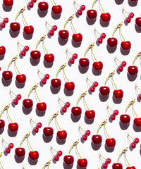 Obraz na płótnie Canvas Pattern seamless of cherries with white background