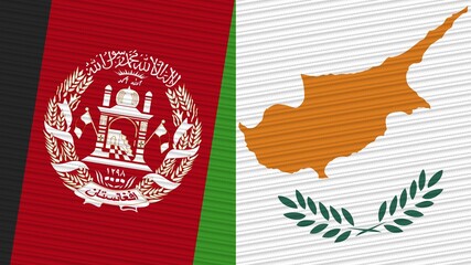 Cyprus and Afghanistan Two Half Flags Together Fabric Texture Illustration