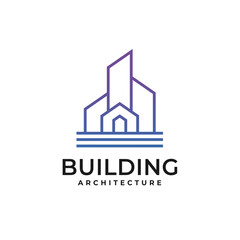 Building Architecture logo design, with simple line art style. For Real estate, Housing, Apartment, Residency, and Villa logo design inspiration