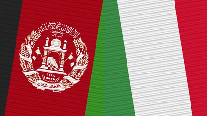 Italy and Afghanistan Two Half Flags Together Fabric Texture Illustration