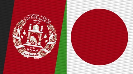 Japan and Afghanistan Two Half Flags Together Fabric Texture Illustration