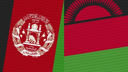 Malawi and Afghanistan Two Half Flags Together Fabric Texture Illustration